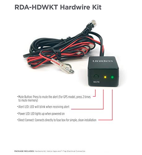 Uniden RDA-HDWKT Radar Detector Smart Hardwire Kit with Mute/Mark Button, LED Alert and Power LED R8w, R8, R7, R4w, R4, R3, R1, DFR9, DFR9BLK, DFR8, DFR7 and DFR6