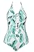 Cupshe Fashion Women's Leaves Printing Lace up Halter One Piece Swimsuit, Green