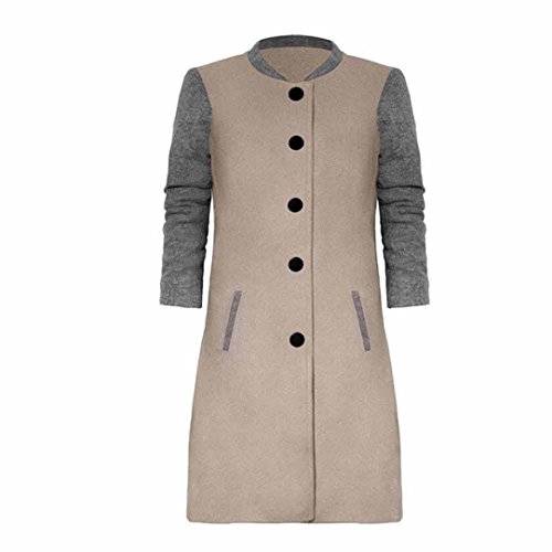Women's Coat,Toponly Womens Hit Color Mosaic Casual Long Sleeve Cardigan Jacket Lady Coat (Gray, S)