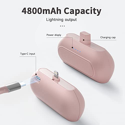 TQGX Small Portable Charger 4800mAh Ultra-Compact Cordless Fast Charger Mini Battery Pack Compatible with iPhone 13/12/11/8/7/6/XR/XS Max/Pro Max/AirPods