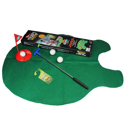 Toilet Bathroom Mini Golf Mat Set Game Practice Putty Potter Gift