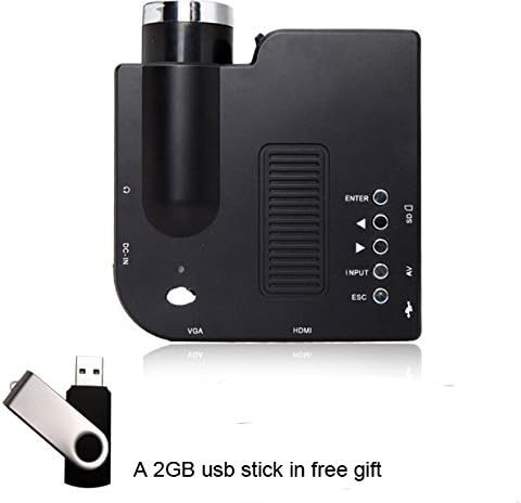 Peagee® Portable Home Theater Entertainment Mini Video LED Projector Support 1080P with USB/SD/AV/VGA/HDMI for DVD,MA3/MP4,TV box, Satellite TV, Laptop/PC...(Black)