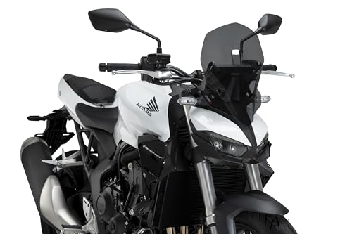 Puig 22382F Naked New Generation Touring Touring- und aerodynamische Scheibe aus 3 mm Acryl mit zentralem Lufteinlass, der den Schutz verbessert und Turbulenzen reduziert, Dunkel getönt