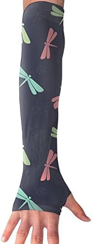 TPXYJOF Dragonfly Background Pattern Anti-uv Sun Protection Cooling Arm Sleeves Cover Arms Driving Fingerless Breathable Gloves For Mens Women