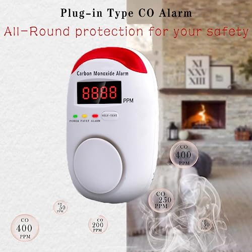 DYWL SECURITY Carbon Monoxide Detector,Carbon Monoxide Detector Plug in wall,LED Audible/Visual Alarm(Deaf-accessible), Digital Screen, Plug-and-Play – 2 pc