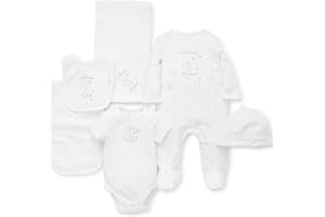 Little Me Baby Layette Gift Set - Footie and Cap, Onesie, 3-Piece Bib And Burp Set, Swaddling Blanket, Baby Shower Gifts