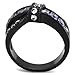 Black Stainless Steel Women Princess Purple Cubic Zirconia Cross Over Ring Size 5-11 SPJ