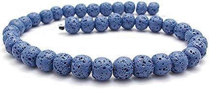 Smooth Lava Stone Loose Beads - Coloured Round Lava Rock Beads Volcanic Gemstone for DIY Handmade Jewelry Making Beaded Necklace Bracelet (Royal Blue, 6mm)