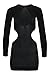 Cocolicious Women's Sexy Long Sleeve Open Neckline Sheer Mini Dress One Piece Lingerie (One Size, Black)