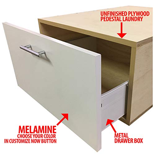 Laundry Pedestal with Drawer Box and Melamine Cover Front with 10 Colors Available - Choose Your Size and Color- for LG, Kenmore, Frigidaire Laundry or Dryer