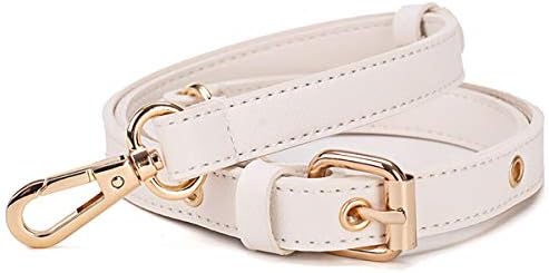 Length 120cm Solid Shape Wide 1.8cm Adjustable PU Leather Strap with Golden Hardware for Purse Bag Straps Replacement Crossbody/Shoulder Bag (White)