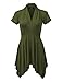 WT1120 Womens Cross V Neck Short Sleeve Empire Line Panel Tunic Top XL Olive