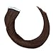 16 Inch Tape in Hair Extensions Remy Human Hair #04 Medium Brown Long Straight Hair Seamless Skin Weft Invisible Double Sided Tape 20pc/pack 50g +10 Free Tape Bonds