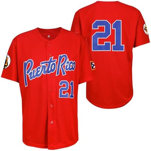 Amazon.com: Men's #21 Roberto Clemente Baseball Jersey Puerto Rico