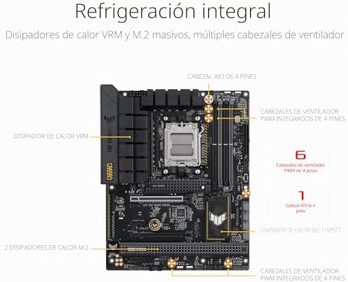 TUF Gaming B650-PLUS - Placa Base AMD Ryzen AM5 ATX (VRM de 14 Fases, PCIe 5.0 M.2, DDR5, 2.5 GB Ethernet, USB4, Aura Sync)