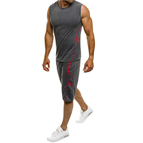Appoi Women Underwear Men's Body Shaper Slim Casual Athletic Tank Top Shirt Shaperwear,Elastic Vest + Shorts Pants Suit (2XL, Dark Gray)