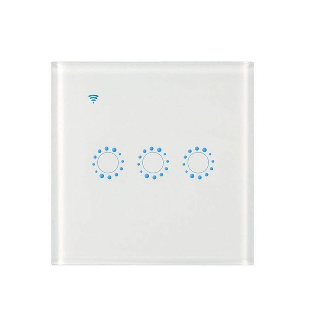 Smart Light Switch, Smart Home WiFi Wireless Panel Touch Wall Light Remote Control Switch Works with Alexa and Google Home, APP Remote Control (White 3 Gang)