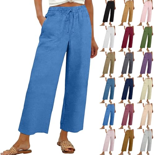 Summer Crop Pants for Women 2023 Trendy | Cropped Pants Women Dressy Blue