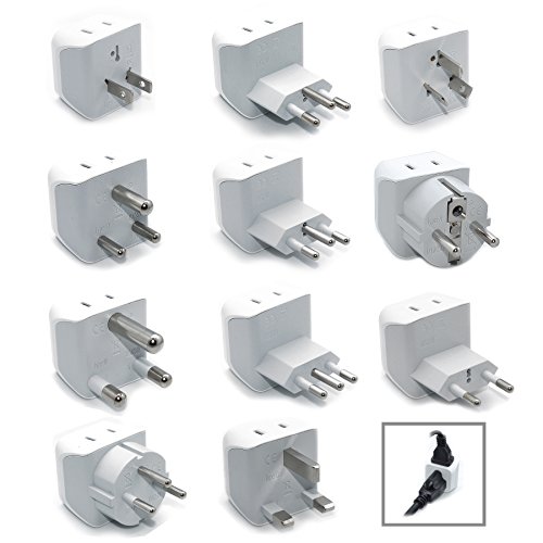 World Travel Adapter Set by Ceptics - 2 in 1 USA to Europe, Asia, Africa, India, Japan, Australia, Brazil, China, Israel and more - 11 Pack - Safe Grounded - Works with Cell phones, Laptops, Chargers