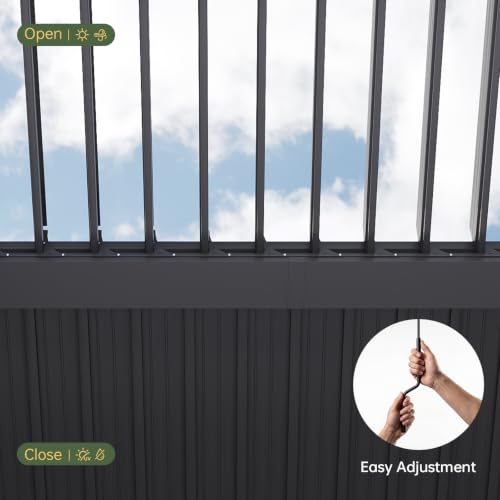 Aoxun Louvered Pergola 10x12, Outdoor Metal Pergola with Adjustable Louvers image 19