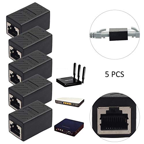 Heitaisi 5 Pieces RJ45 Female to Female Cat6/Cat5e Ethernet Cable Extender Adapter - Thumbnail 2
