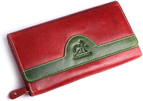 Growth India Red Genuine Leather Wallet Purse Card Holders for Women