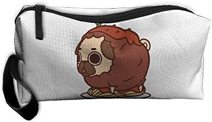 Shengyu Spaghetti Meatball Pug Oxford Cloth Portable Girl Women Travel Storage Bags Feature Printing Receiving Bag Wallets Purse Zipper Stationery Kits Makeup Bags Multi-function Bag