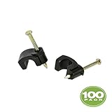 Mediabridge 5.8mm Cable Clips (100 pcs - Black) w/ Hardened 1in Nail For Cat6 / 16AWG Speaker Wire (0.23in OD) ( MCC58-BLA )