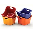 Rachael Ray Stoneware Set of 4 10-Oz. Ramekins Bubble and Brown Singles, Assorted