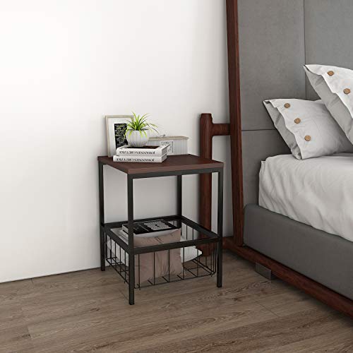 Nightstand Lamp Desk For Bedroom Brown Lifewit Bedside Table With Drawer