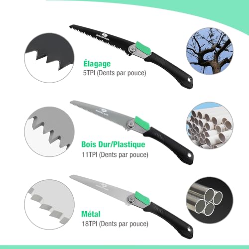 Mossy Oak Pruning Saw, 3 in 1 Multifunctional Folding Saw for Pruning, Gardening, Cutting Wood, Pipes, PVC, Non-Ferrous Metal, Camping Use