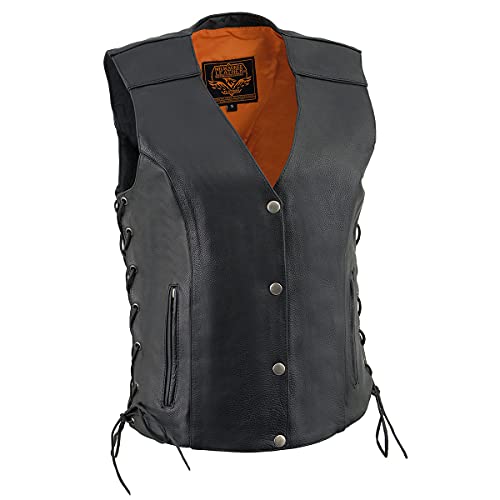 Milwaukee Leather Women's Premium Classic Leather Motorcycle Rider Vest w/Adjus…
