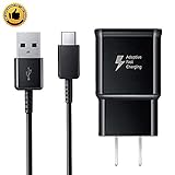 Fast Charge Adaptive Fast Charger Kit for Samsung Galaxy S9/S8 Plus/Note8,USB Type C Cable 2.0 Fast Charging uses Dual voltages for up to 76% Faster Charging (Wall Charger+ Type C Cable) - Black