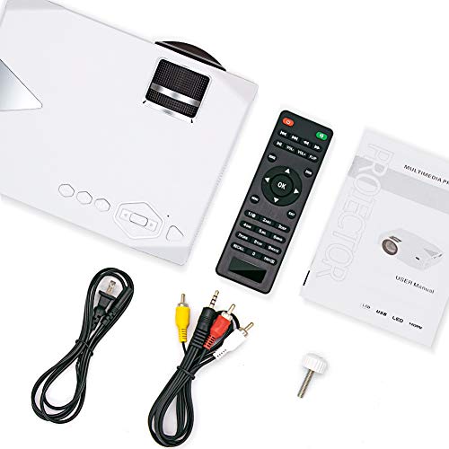 Mini Projector, 1080P HD Supported Portable Video Projector with 30000H Lamp, Compatible with TV Stick, HDMI, USB , AV, DVD, for Multimedia Home Theater, Built-in Daul Speaker, Four Display Mode[GRC] - Thumbnail 6