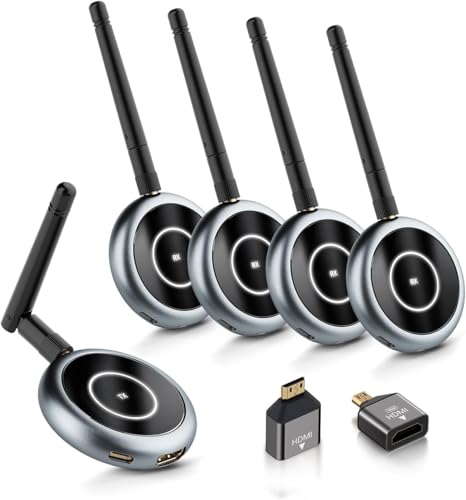 AIMIBO Wireless HDMI Transmitter and 4 Receivers, 165ft/50m HDMI Wireless Extension Video Streaming 1080P@60Hz for Laptop, PC, Camera, TV Box, Projector, Monitor