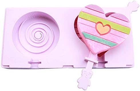 TinB Popsicle Molds, Silicone Popsicle Maker Ice Pop Molds with Lids and Sticks - BPA Free - DIY Ice Cream Maker For Kids - Purple (Combo Love Whirl)