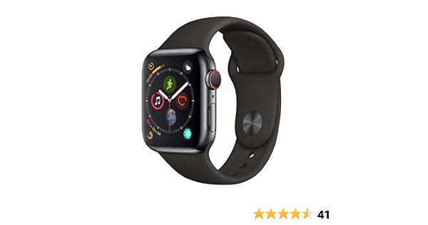 Apple Watch Series 4 (GPS + Cellular, 40MM) - Stainless Steel Case with  Black Sport Band (Renewed) : Cell Phones \u0026 Accessories