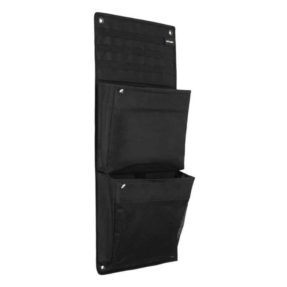 Hiplok Organizer - Black. Bike Helmet, Tool, Clothes & Gear Storage. 2 Pockets + Elastric Straps. L820mm x W360mm x D300mm (pockets open). Fixing Inc