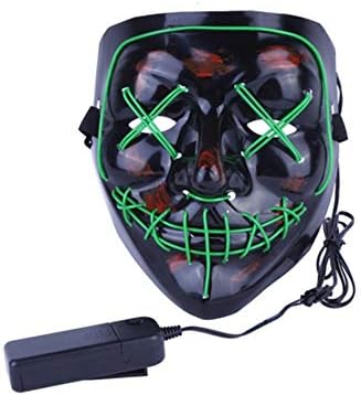CDKJ Halloween Scary Mask Cosplay LED Costume Mask Wire Light up for Halloween Festival Party Green Party supplies Decoration