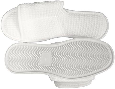 XL Cotton Waffle Spa Slipper, White (10-11)