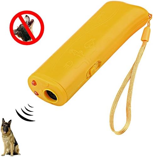 LibbyPet Ultrasonic Dog Repeller Durable Dog Trainer Device 3 in 1 Anti Barking Stop Bark Handheld (Yellow)