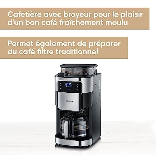 Cafetière Filtre Avec Broyeur, 1 000W, 1,4L, Jusqu'à 10 tasses, Sélecteur d'arôme, Ecran tactile, Inox Brossé/Noir,KA 4813, 43.50
