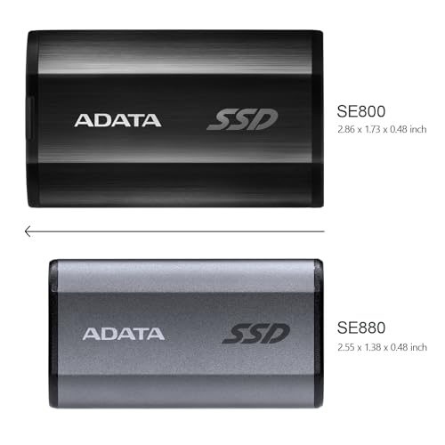 ADATA SE880 1TB - Up to 2000 MB/s- SuperSpeed USB 3.2 Gen 2x2 USB-C External Portable SSD Titanium (AELI-SE880-1TCGY)