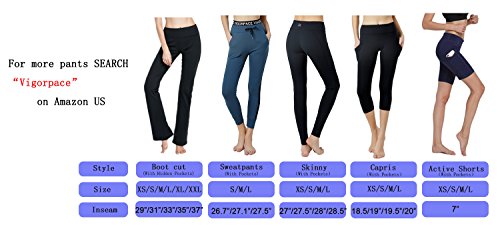Vigorpace (XS/S/M/L) Women’s Side Pockets Running Cycling Training Yoga Workout Capris Tight Leggings Inner Hidden Pocket (L)