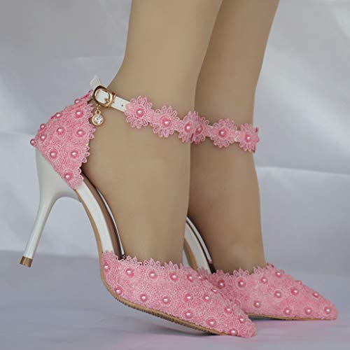 lkoezi Women Rhinestone High Heels, Lady Sexy Wedding Pointed Toe Thin Sandals Shoes Ankle Straps Sandals - Thumbnail 2