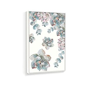 Floral Succulent Watercolor Style - Framed Canvas