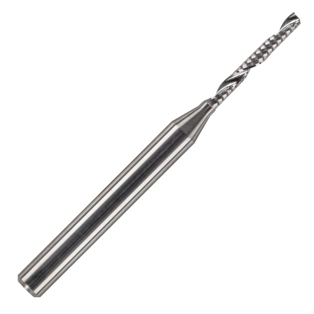 Rennie Tools 2mm x 17mm Flute x 1/4" Shank Solid Carbide Single Flute Spiral Router Cutter Bit End Mill for ACM, Aluminium, PVC, Acrylic and Hard Woods. 2mm Router Bit