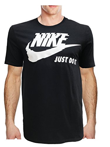 Nike men s sportswear just do it swoosh tee (large, black/white)