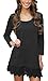 MiYang Women's Long Sleeve A-line Lace Stitching Trim Casual Dress M Black
