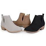 Brinley Co. Womens Faux Suede Cut-out Pinhole Round Toe Boots